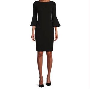 CK 3/4 Bell Sleeve Boatneck Sheath Dress